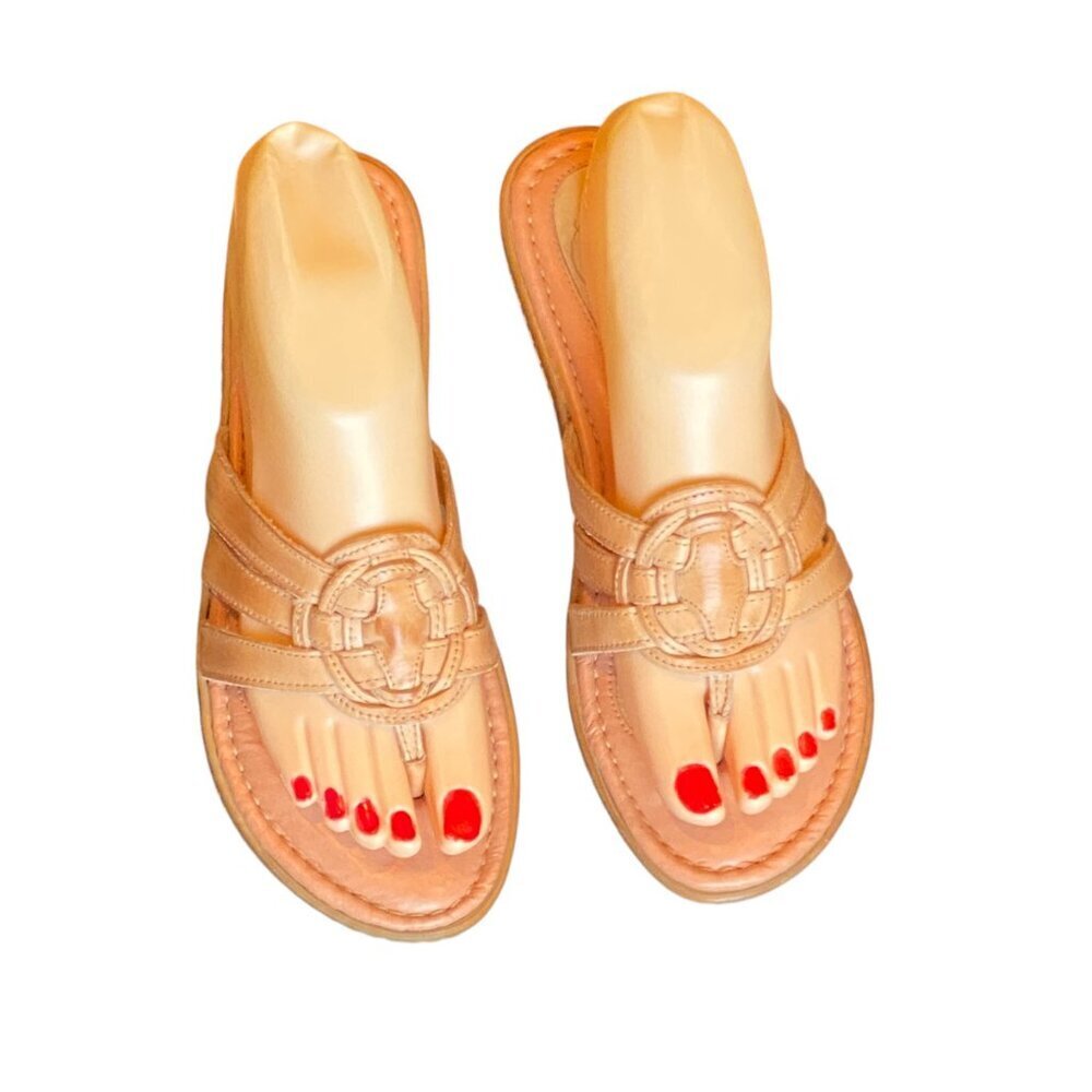Nurture Woven Leather Cushioned Thong Sandals 7M Peach/Nude 275A - Picture 2 of 8
